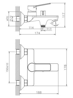 Смеситель для ванны Haiba HB60559 хром